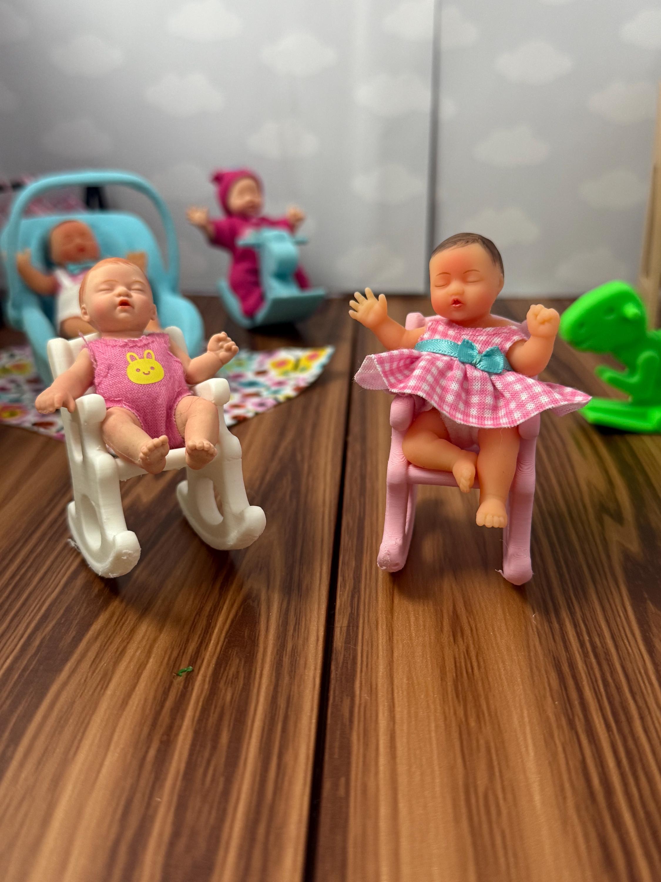 Miniature Baby rocking chair  – 3D Printed Dollhouse Nursery Furniture – Pick Your Color –