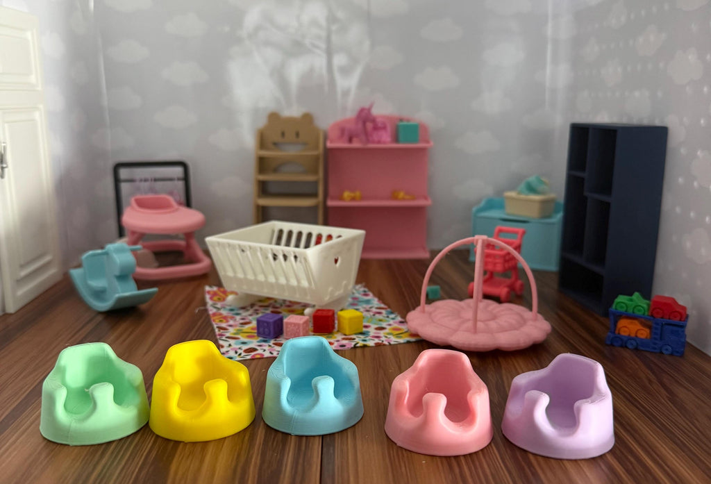 Miniature Baby seat  – 3D Printed Dollhouse Nursery Furniture – Pick Your Color –