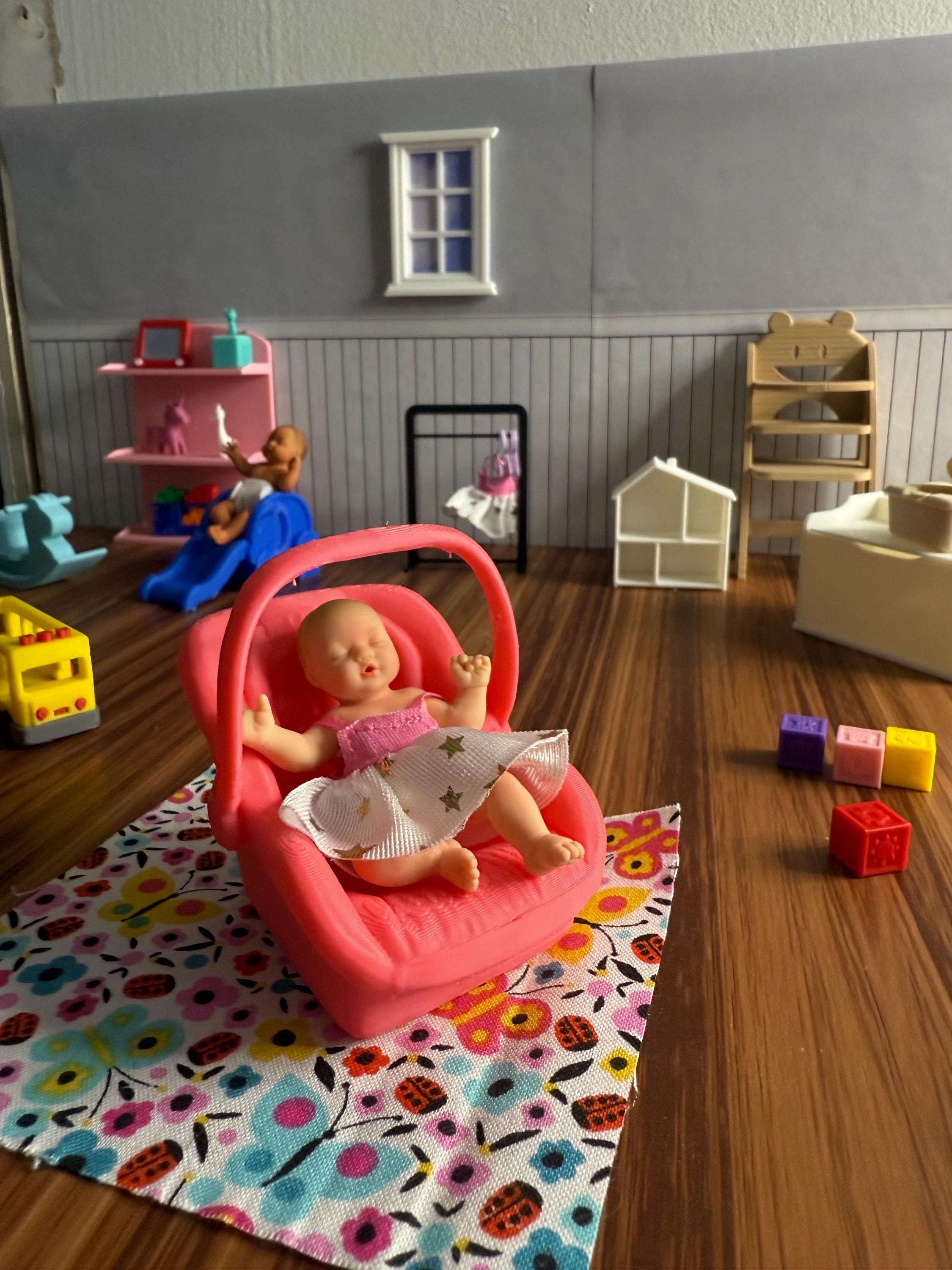 Miniature Baby Car Seat – 3D Printed Dollhouse Accessory  – Pick Your Color –