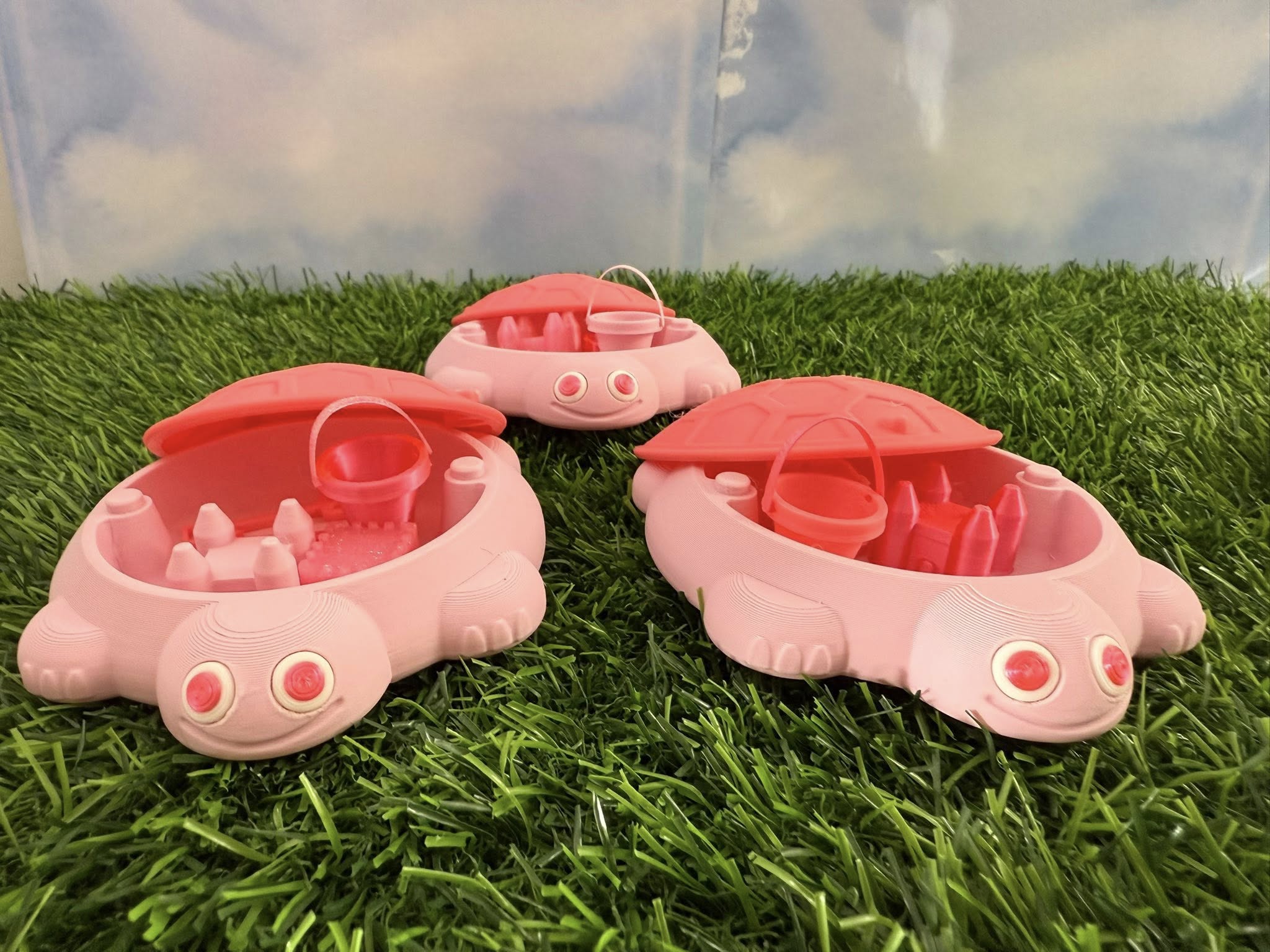 Pink Mini Turtle Sandbox with Sand Toys