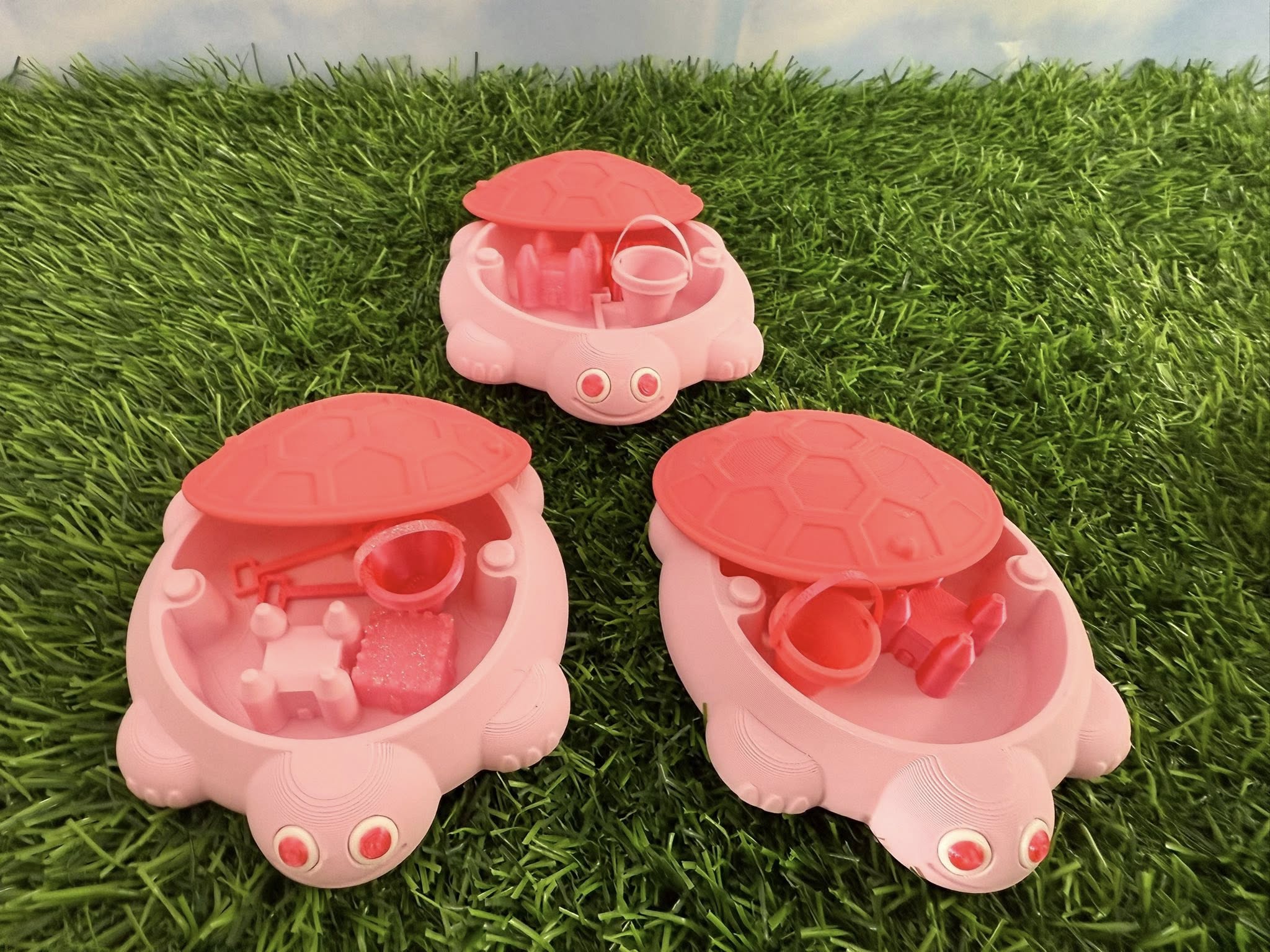 Pink Mini Turtle Sandbox with Sand Toys