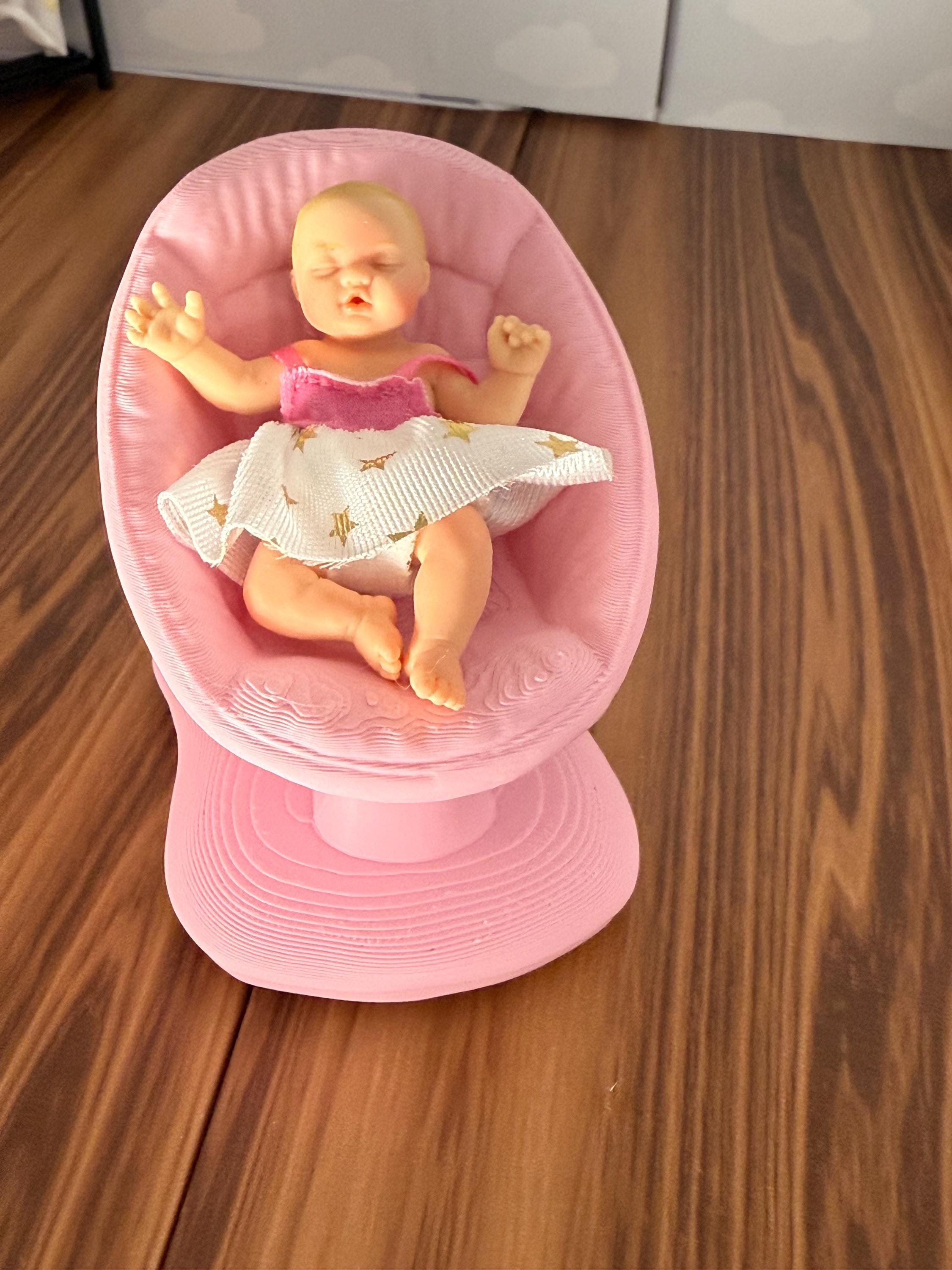 Miniature Baby glider Seat – 3D Printed Dollhouse Nursery Furniture – Pick Your Color –