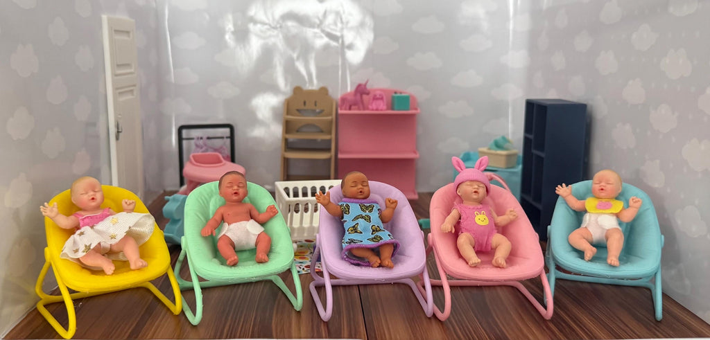 Miniature Baby Bouncy Seat – 3D Printed Dollhouse Nursery Furniture – Pick Your Color –