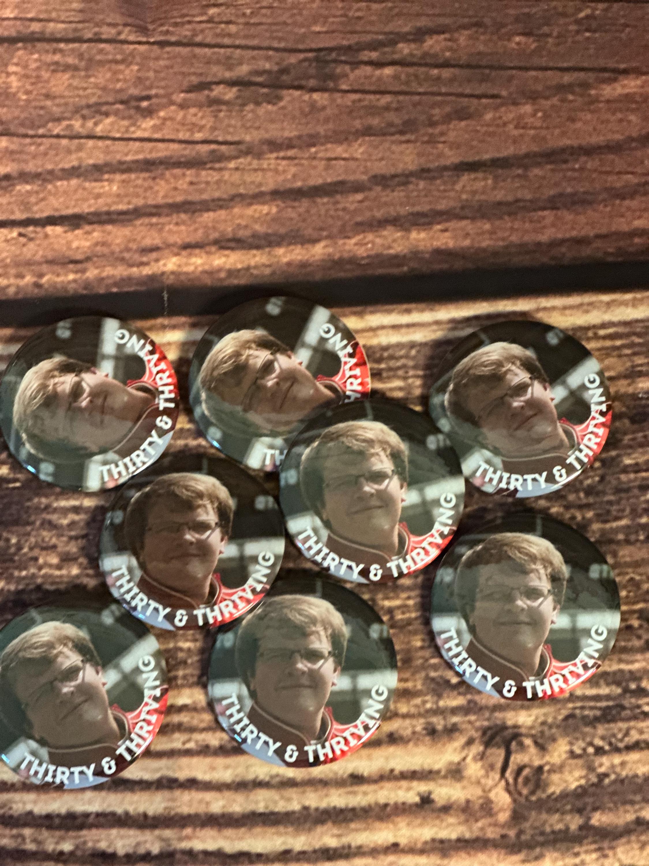 Custom Brithday Pin, Birthday Badge, Party Button, Picture Pin, Birthday Buttons