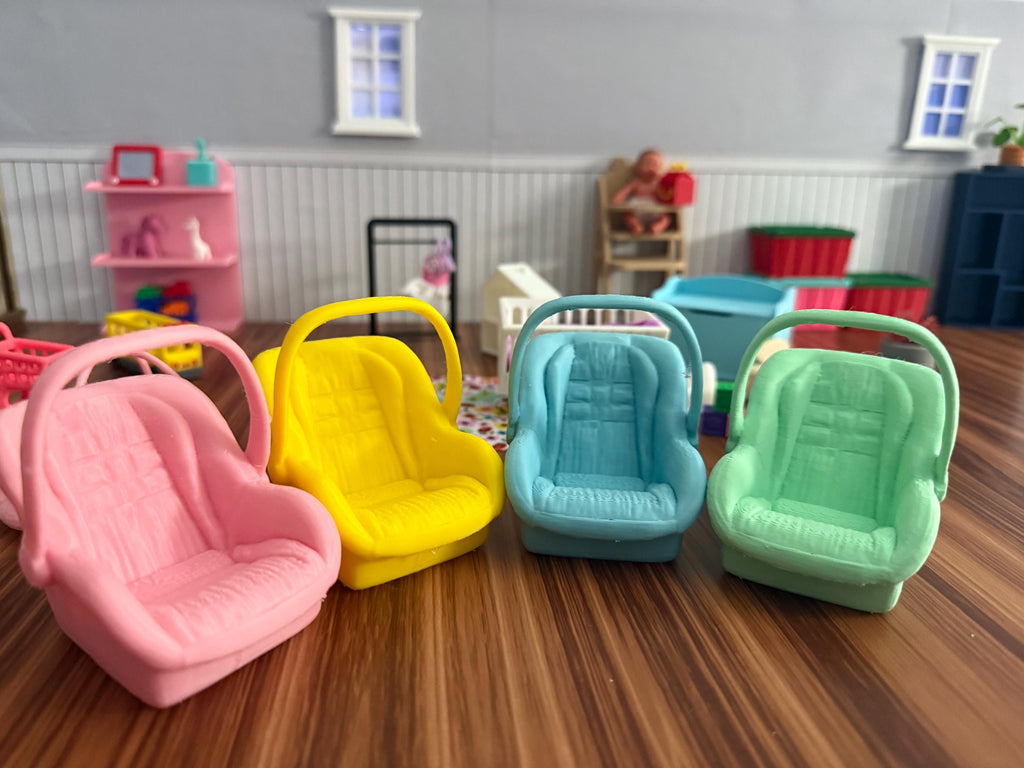 Miniature Baby Car Seat – 3D Printed Dollhouse Accessory  – Pick Your Color –