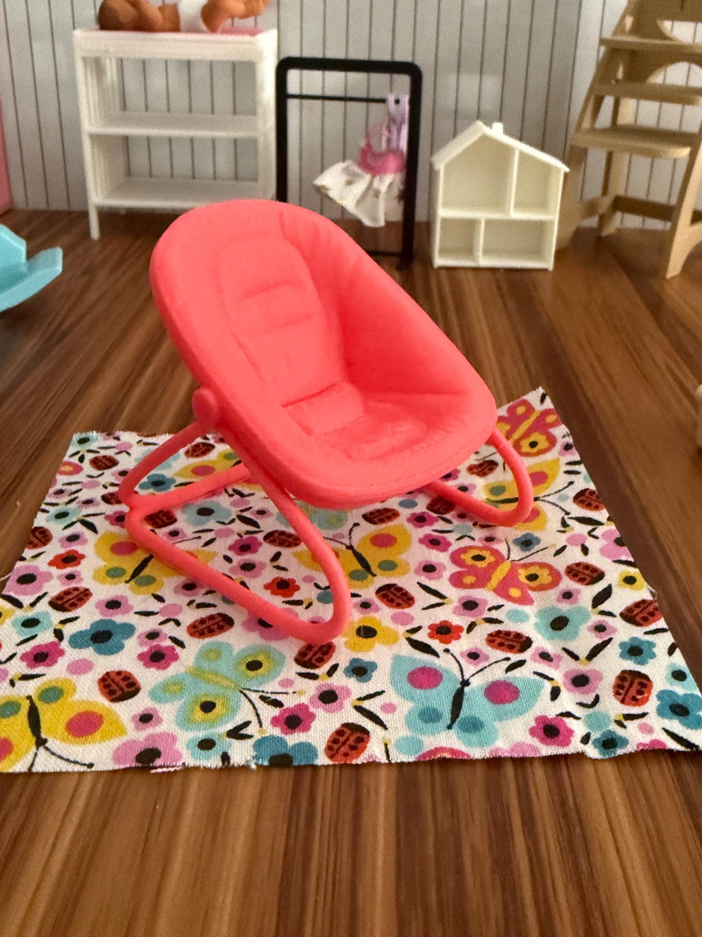 Miniature Baby Bouncy Seat – 3D Printed Dollhouse Nursery Furniture – Pick Your Color –