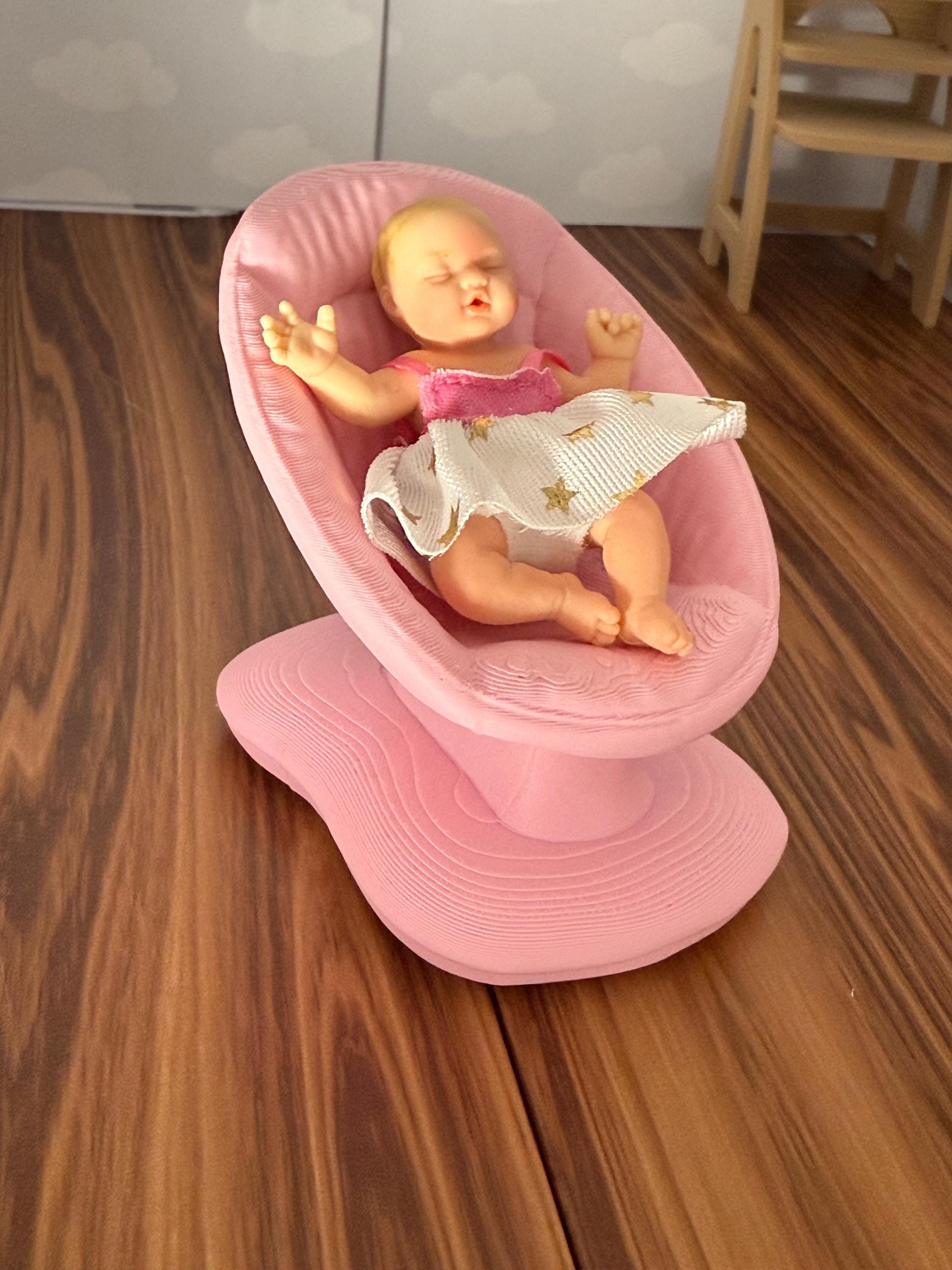 Miniature Baby glider Seat – 3D Printed Dollhouse Nursery Furniture – Pick Your Color –