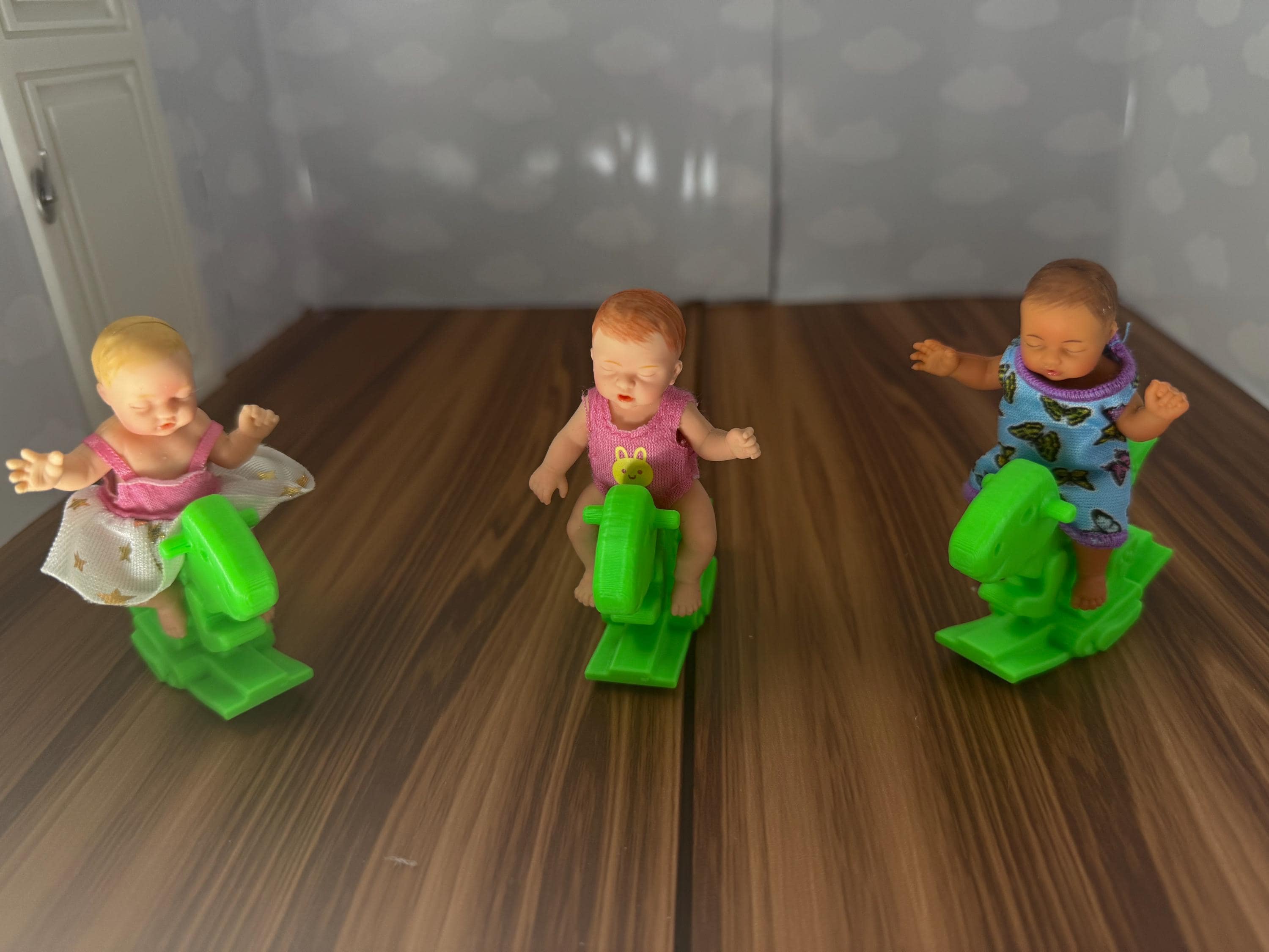 Miniature Baby Dino Rocker  – 3D Printed Dollhouse Nursery Furniture